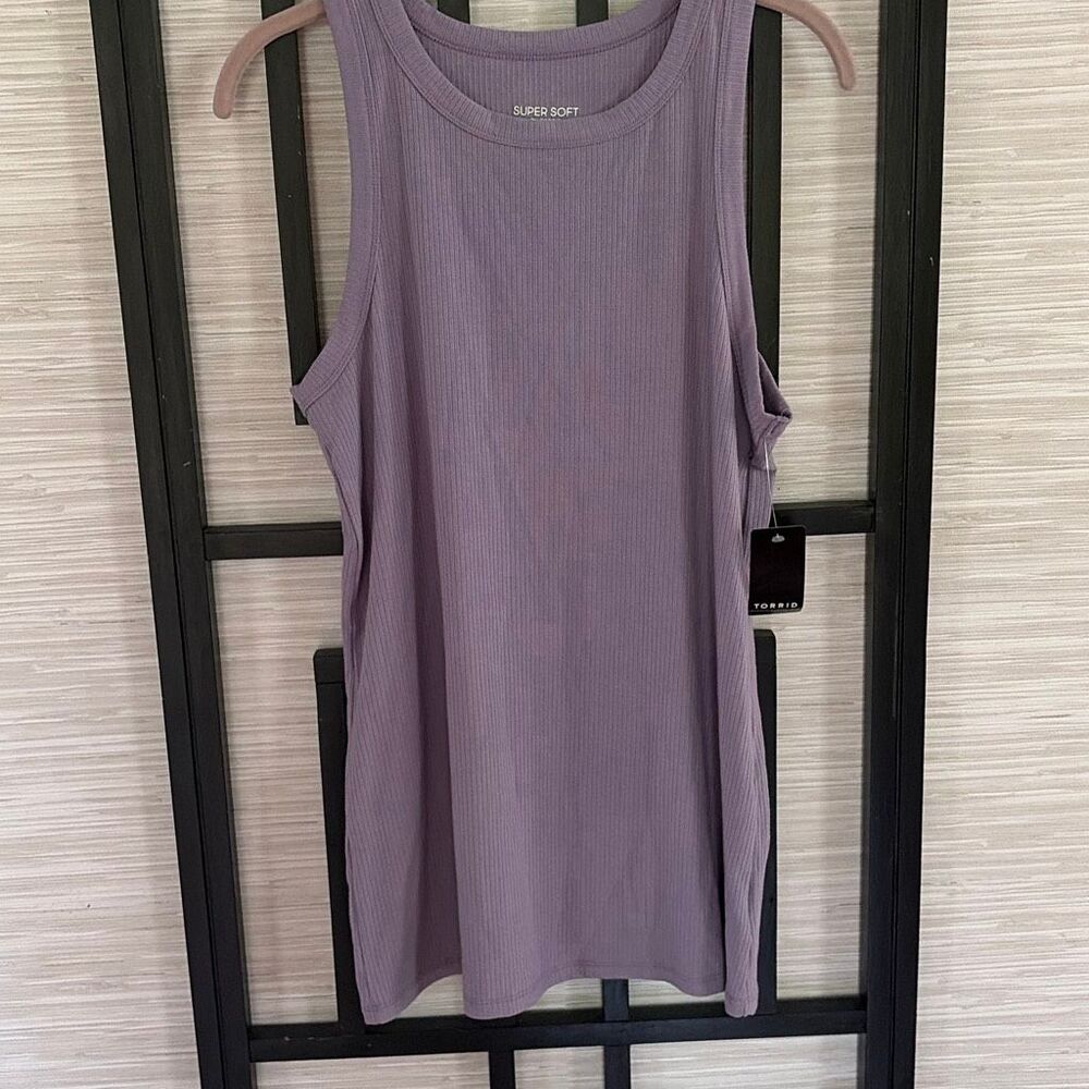 Torrid lavender purple mauve eggplant super soft, ribbed tank top Size 1X